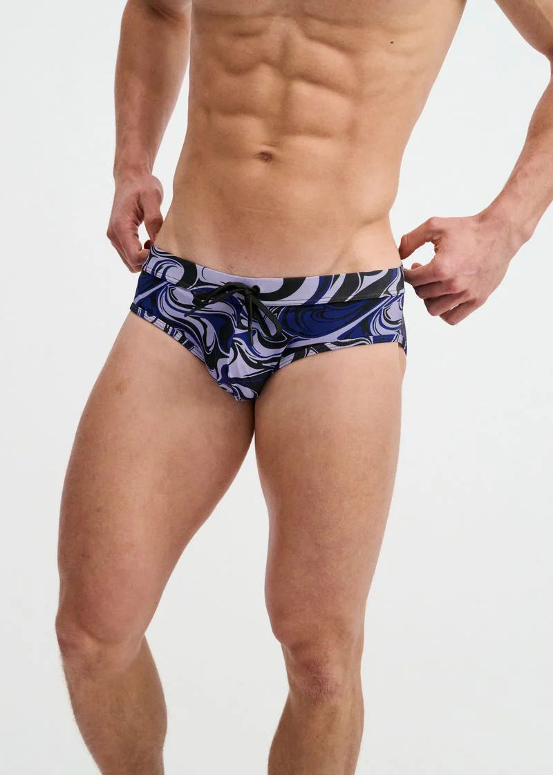 Printed Swim Brief (Navy/Thistle Swirl)
