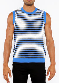 Striped Open Knit Vest (Azure/Midnight)