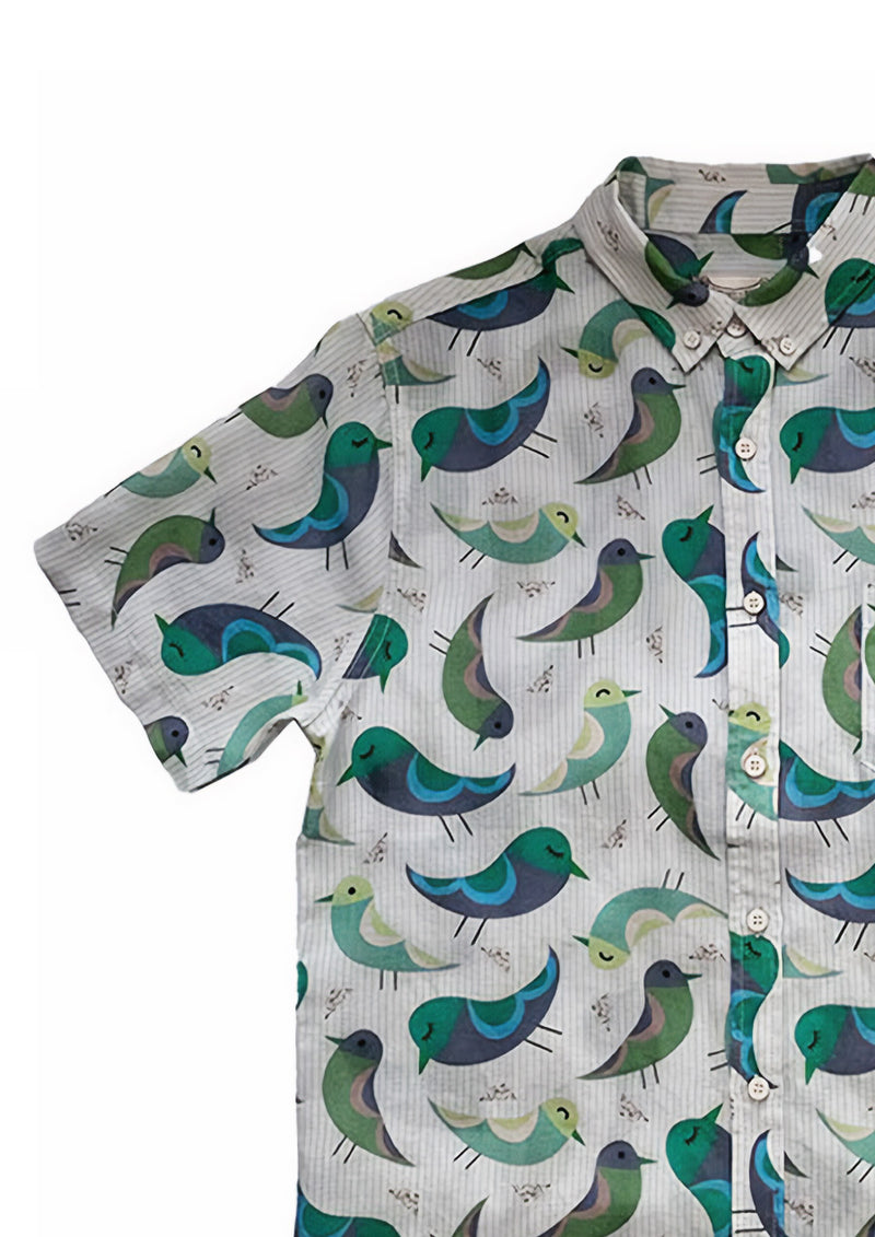 Retro Birds Silk Blend Shirt