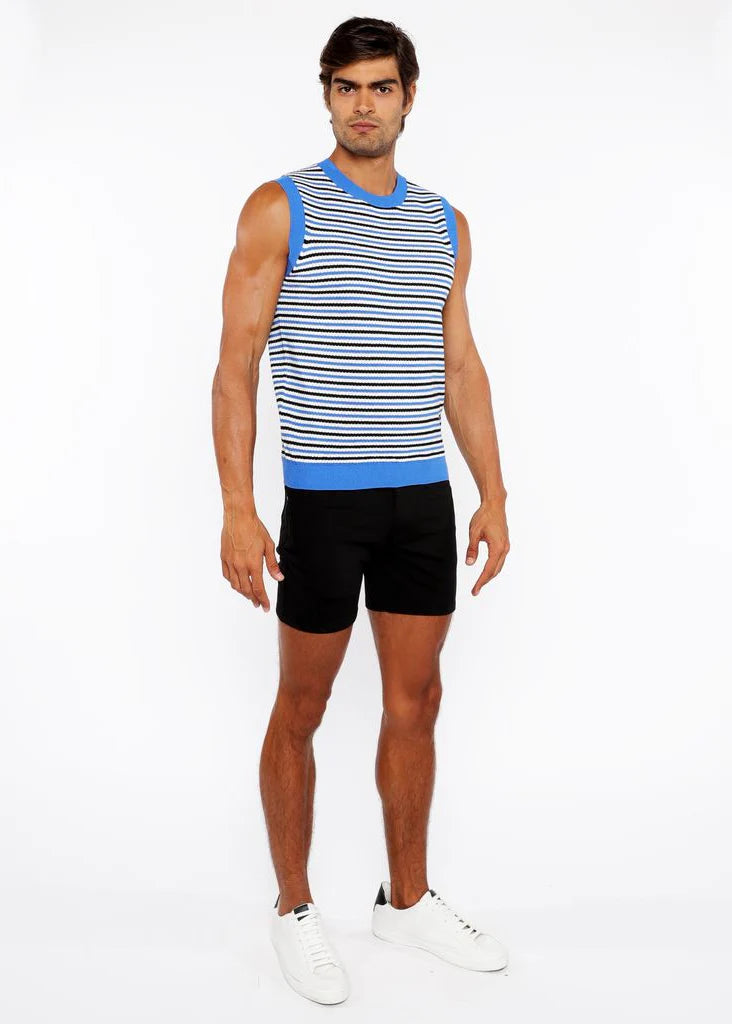 Striped Open Knit Vest (Azure/Midnight)