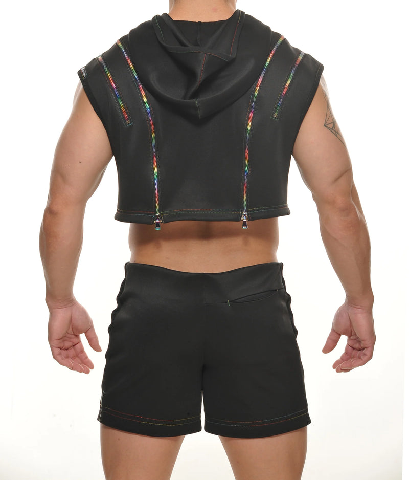 Pax Cropped Hoodie (Black)