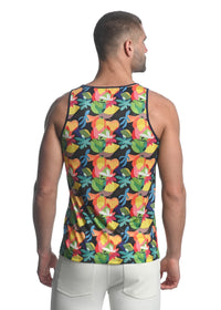 Printed Mesh Tank Top (Orange Rainbow Tropics)