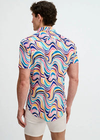 Print Cotton Knit Shirt (Teal Swirls)