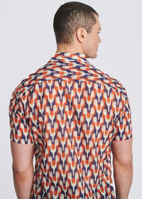 Cotton/Silk Short Sleeve Shirt (Rust/Admiral)