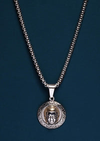 Stainless Steel Buddha Head Pendant Necklace
