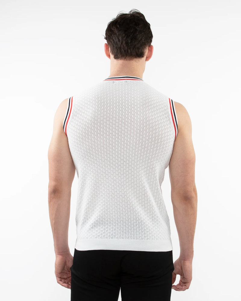 Open Mesh Knitted Vest (Off White)