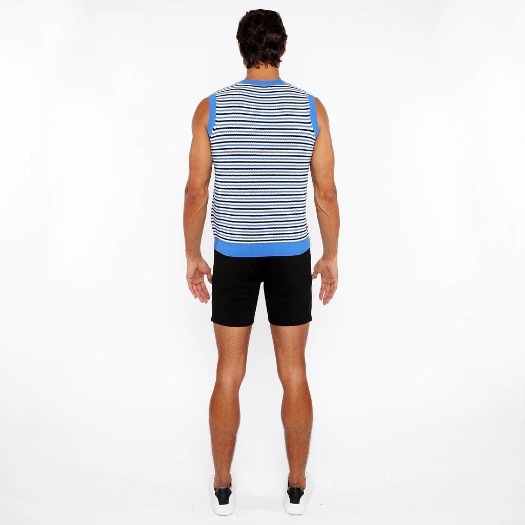 Striped Open Knit Vest (Azure/Midnight)
