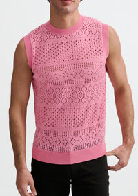 Pointelle Open Knit Vest (Crepe Pink)