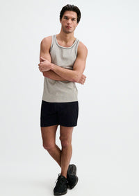 Cotton/Tencel Tank w/Fine Piping (Gunpowder)