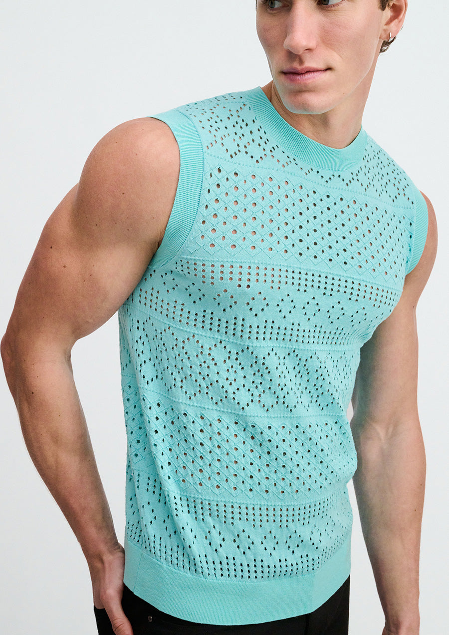 Pointelle Open Knit Vest (Mirage)