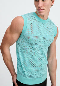 Pointelle Open Knit Vest (Mirage)