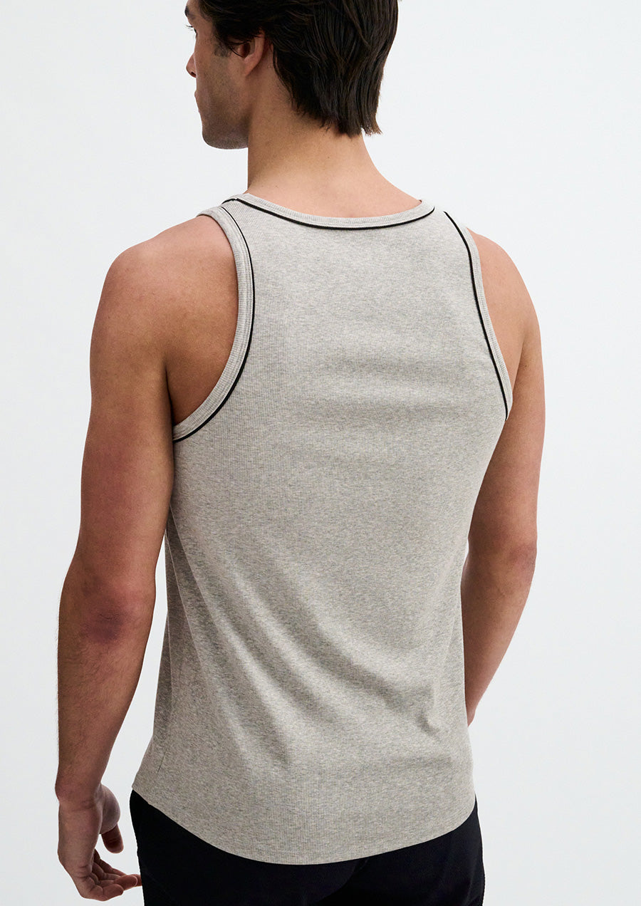Cotton/Tencel Tank w/Fine Piping (Gunpowder)