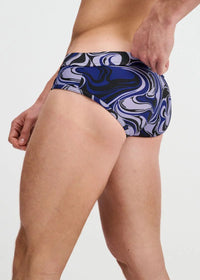 Printed Swim Brief (Navy/Thistle Swirl)