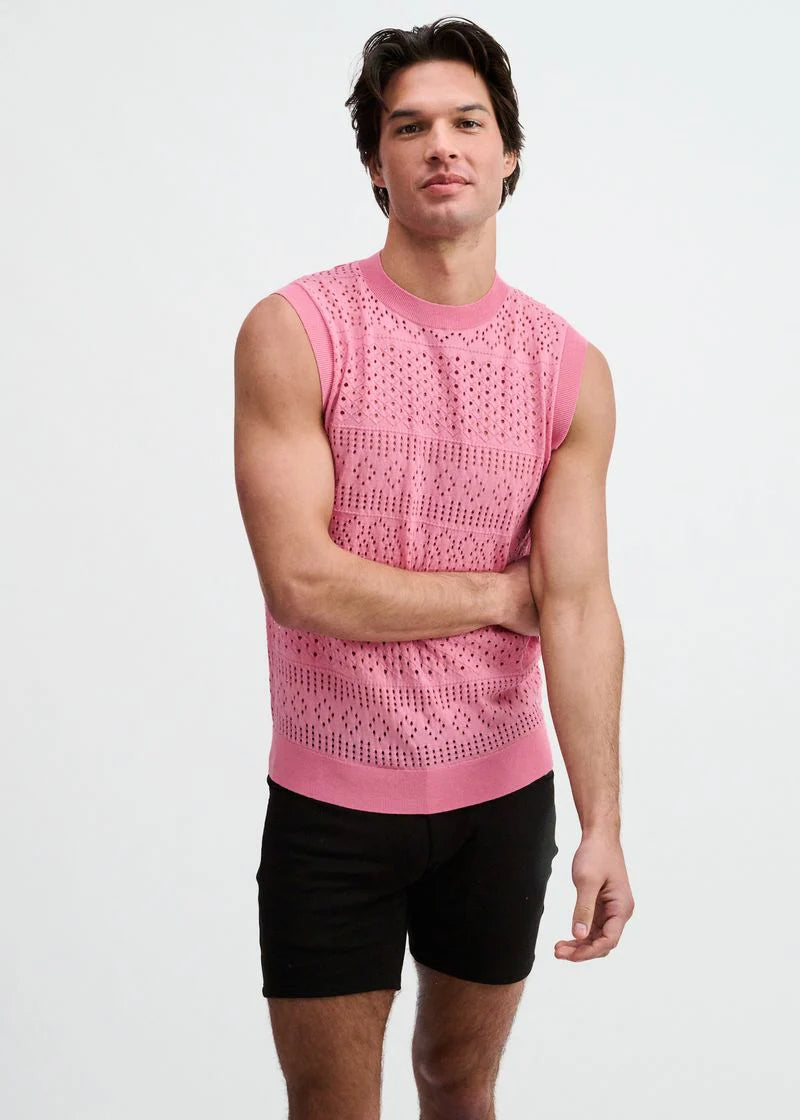 Pointelle Open Knit Vest (Crepe Pink)
