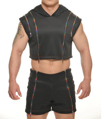 Pax Cropped Hoodie (Black)