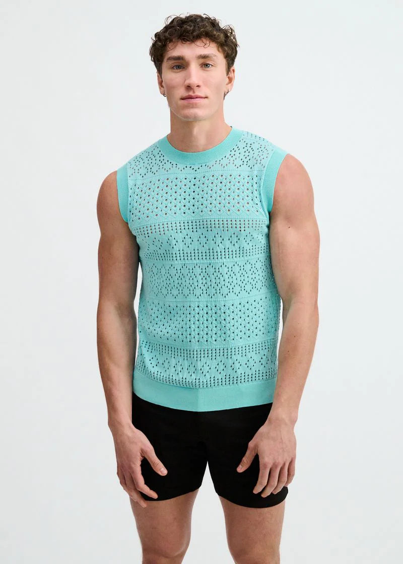 Pointelle Open Knit Vest (Mirage)