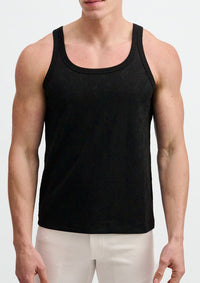 Floral Textured Knit Tank (Black)