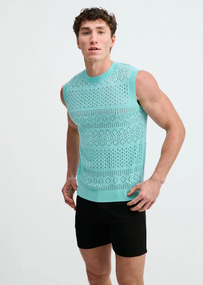 Pointelle Open Knit Vest (Mirage)