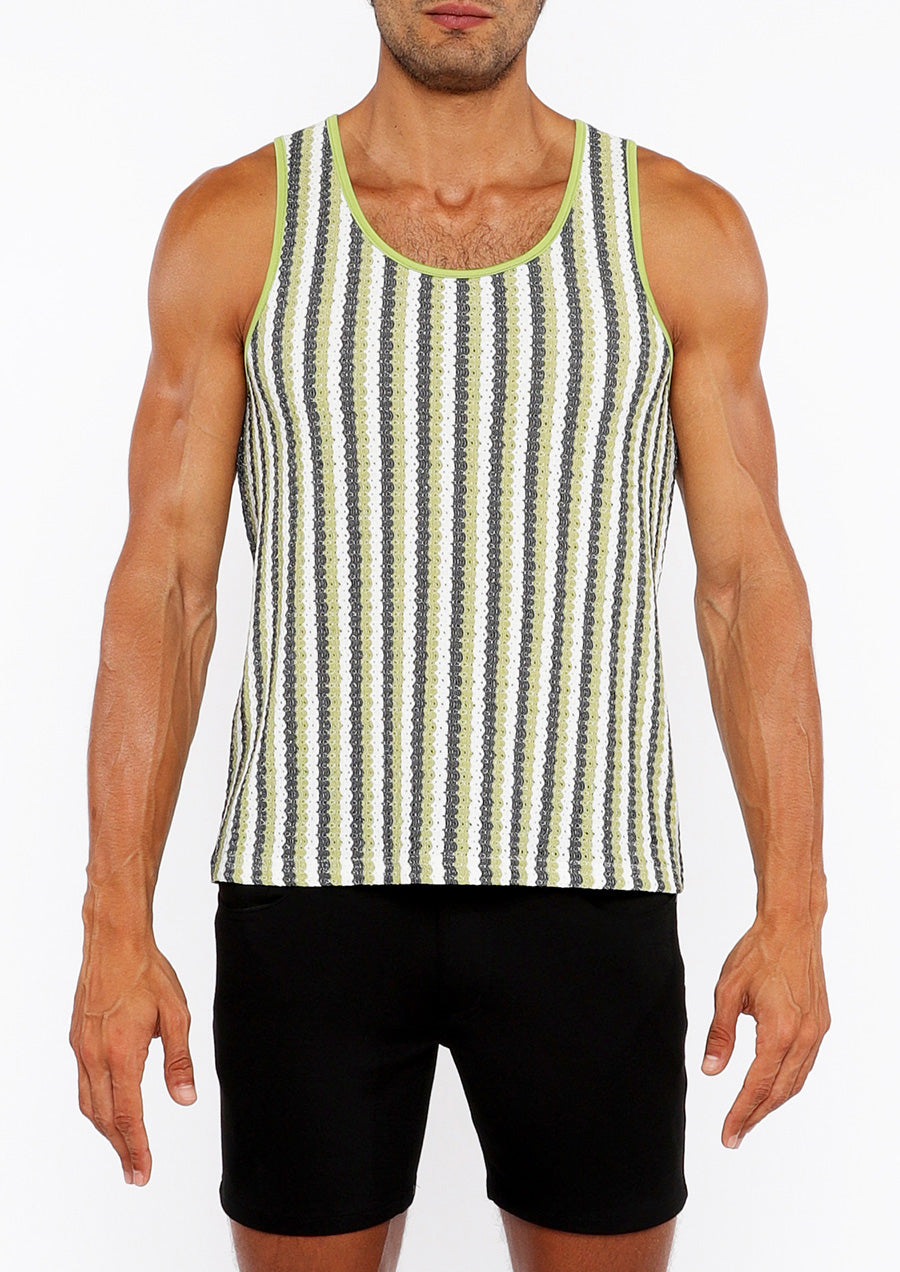 Open Knit Tank Top (Olive/Midnight)