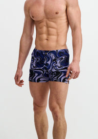 Printed Swim Short (Navy/Thistle Swirls)