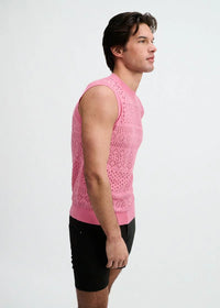 Pointelle Open Knit Vest (Crepe Pink)