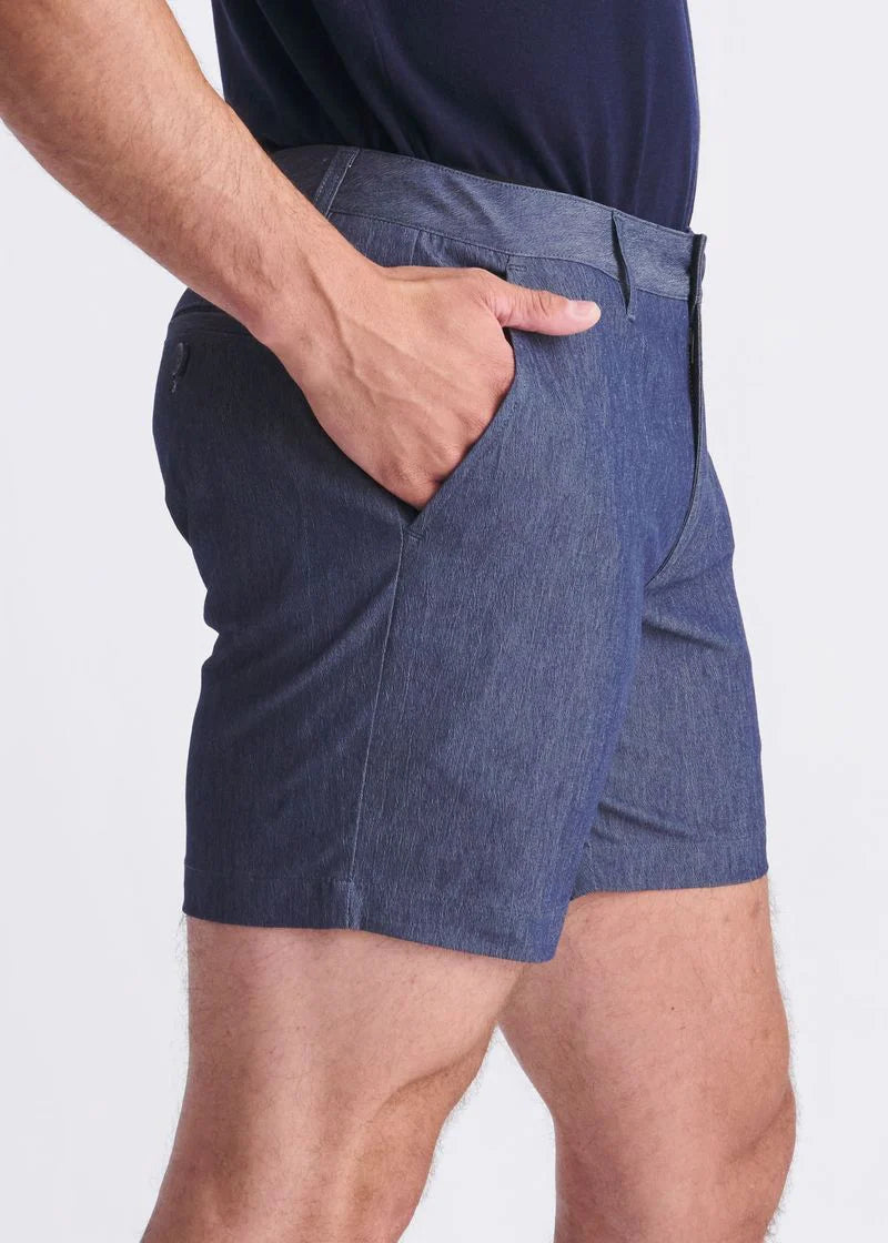 Crinkle Stretch Chino Short (Indigo)