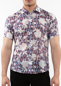 Cotton Silk Woven Shirt (Slate Fuchsia Floral)