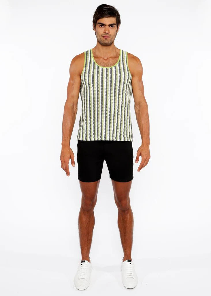 Open Knit Tank Top (Olive/Midnight)