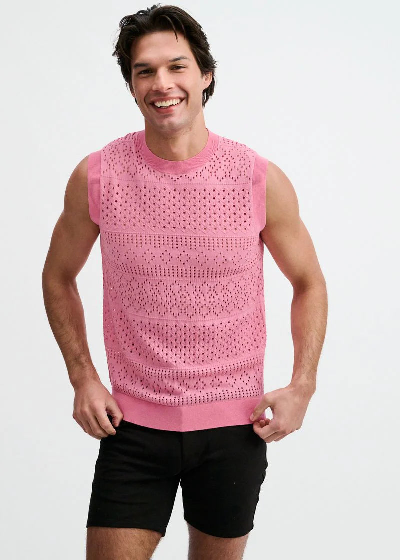 Pointelle Open Knit Vest (Crepe Pink)