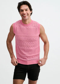 Pointelle Open Knit Vest (Crepe Pink)