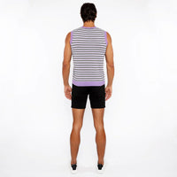 Striped Open Knit Vest (Lilac/Midnight)