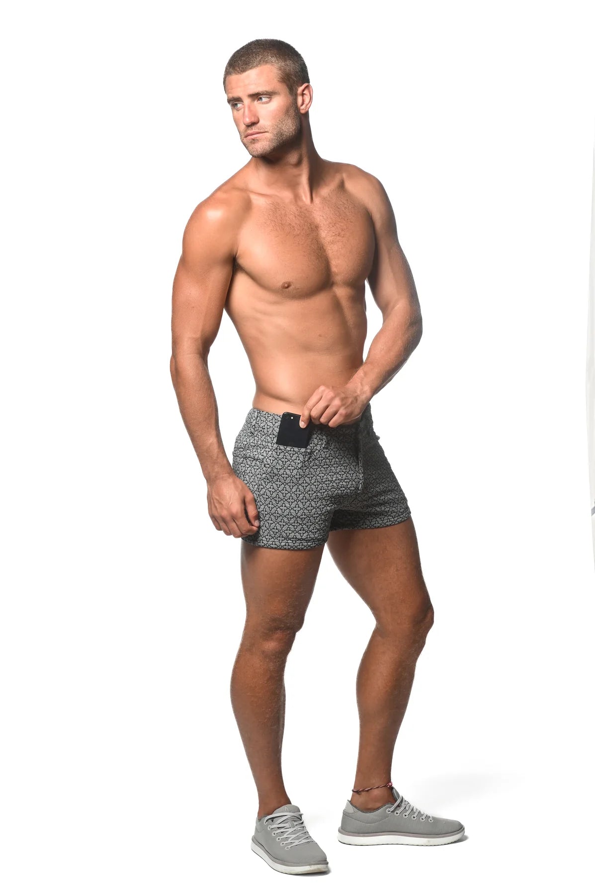 3" Stretch Jacquard Shorts (Black Beige)