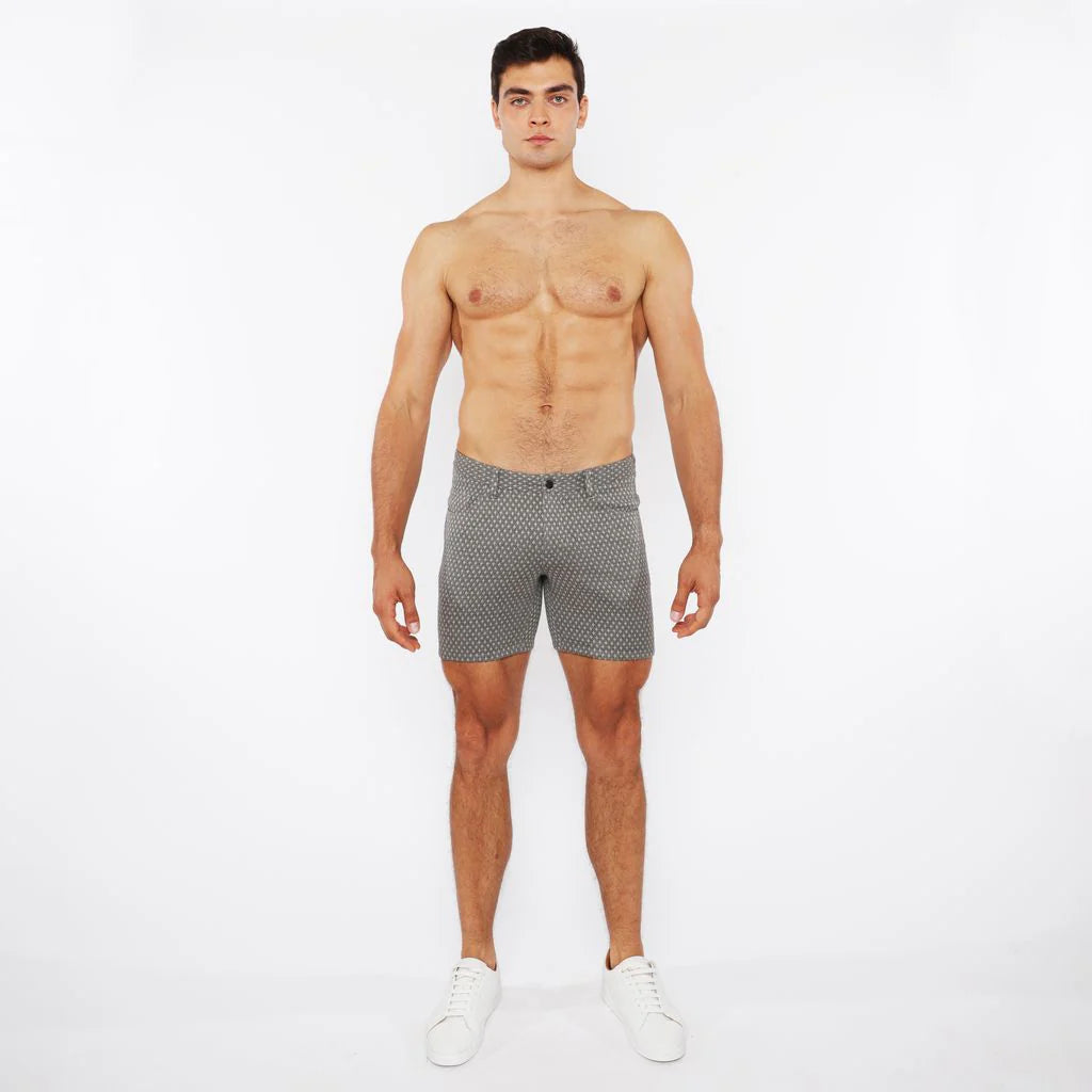5" 5-Pocket Jean Short (Grey Mini Diamond)
