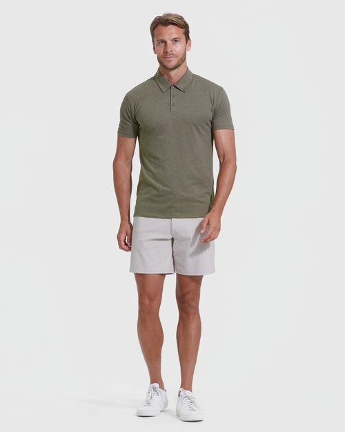 Short Sleeve Polo (Heather Military Green)