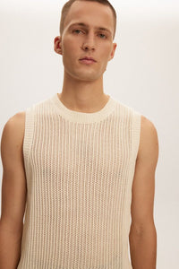 Knitted Sleeveless Tee (Cream)