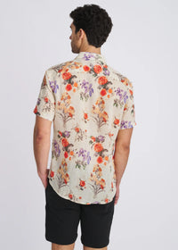 Printed Linen/Tencel Shirt (Persimmon/Purple)