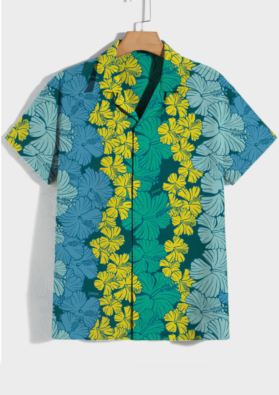 Resort Shirt - Allover Hibiscus (Everglade Green)
