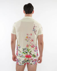 Woven Modal Border Shirt (Cream Floral)