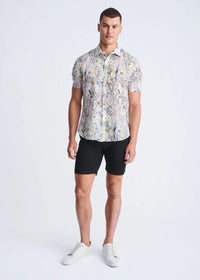 Printed Linen/Tencel Shirt (Orchid/Coral)
