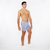 Jacquard Stretch Knit Shorts (Denim/Ecru Floral)