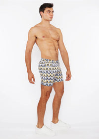 5" Printed Stretch Knit Short (Gold/Silver Diamonds)