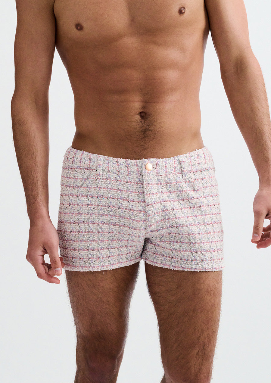 3" Tweed Look Jacquard Knit Shorts (Pink/Lilac)