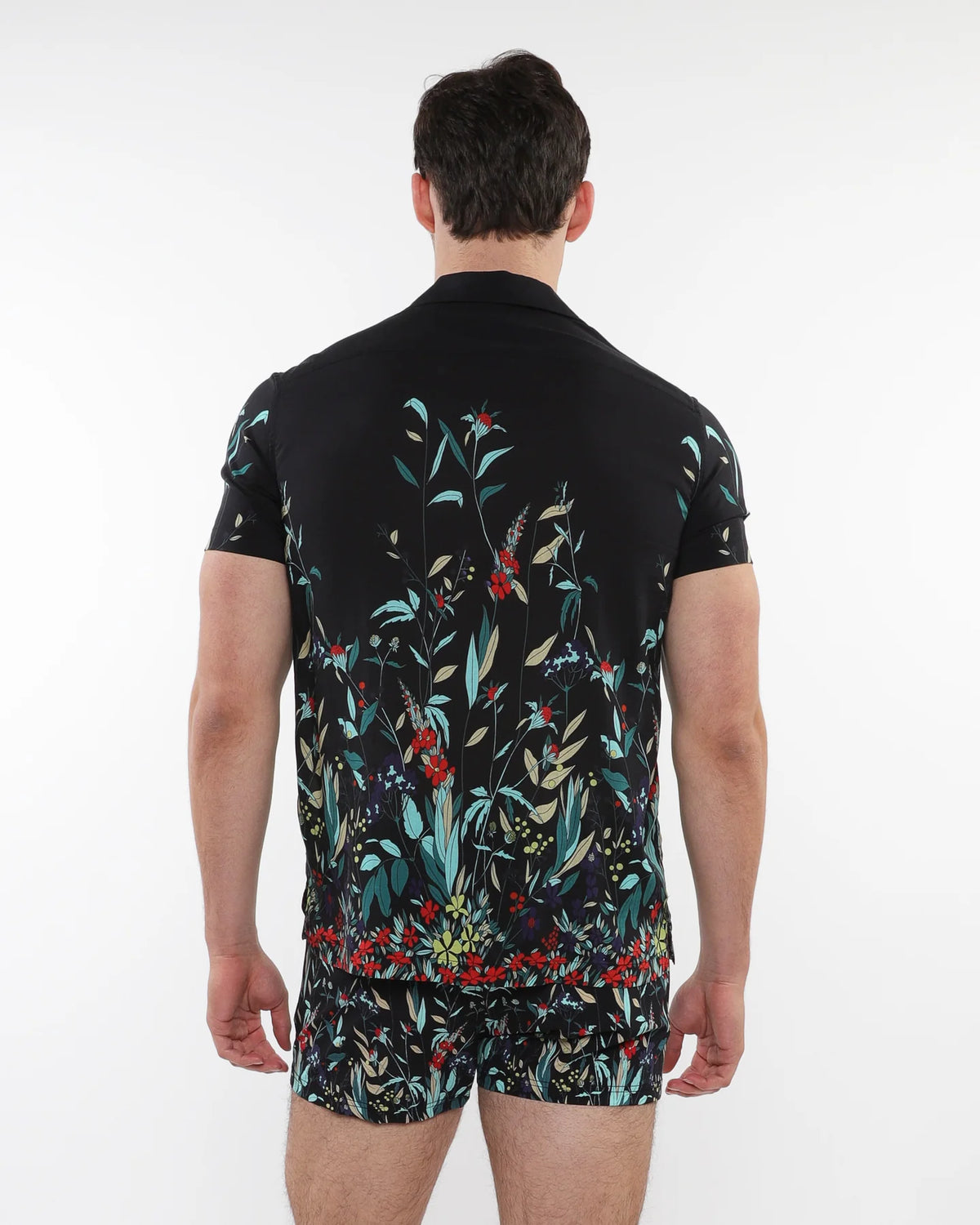 Woven Modal Border Shirt (Midnight Teal Floral)
