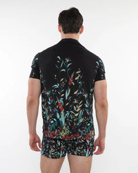 Woven Modal Border Shirt (Midnight Teal Floral)