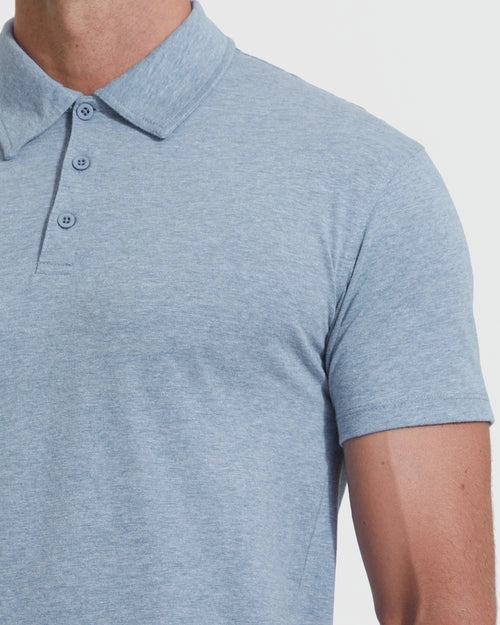 Short Sleeve Polo (Heather Indigo)