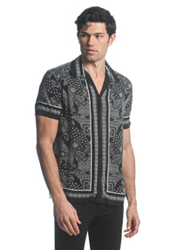 Printed Woven Border Shirt (Black Paisley)