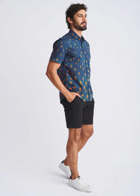 Cotton/Tencel Short Sleeve Shirt (Navy/Peacock)