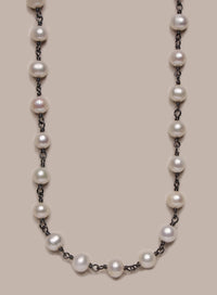 .925 Oxidized Sterling Silver & Pearl Necklace