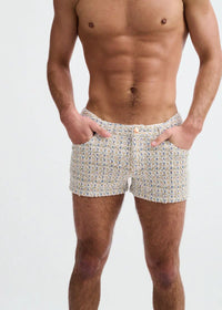 3" Tweed Look Jacquard Knit Shorts (Amber/Blue)