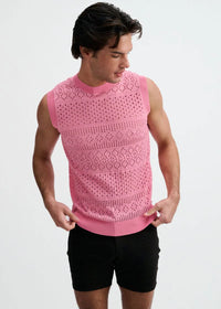 Pointelle Open Knit Vest (Crepe Pink)